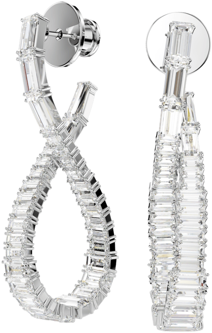 Rhodium-Plated Baguette Crystal Infinity Drop Earrings