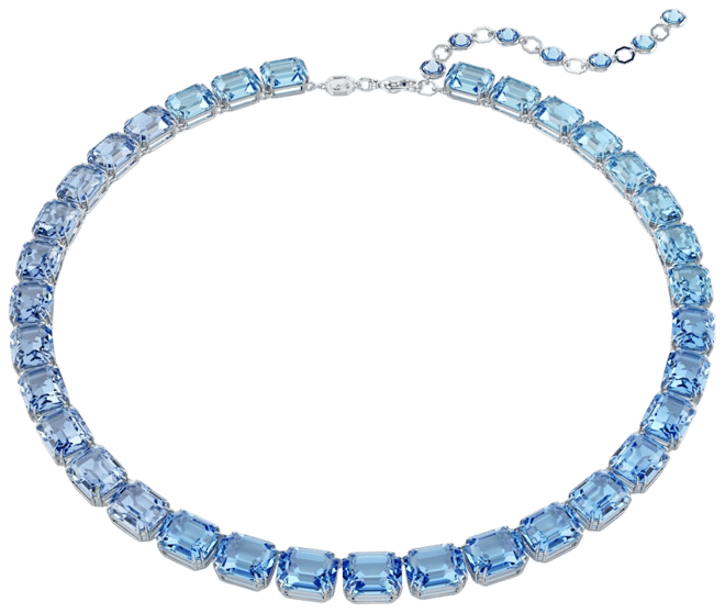 Octagon Cut, Color Gradient, Blue, Rhodium Plated Millenia Necklace
