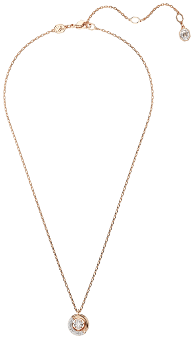 Dextera Pendant, Round Cut, White, Rose Gold-Tone Plated Necklace