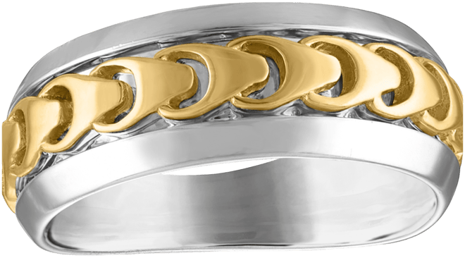 Link Ring in Sterling Silver & 14k Gold