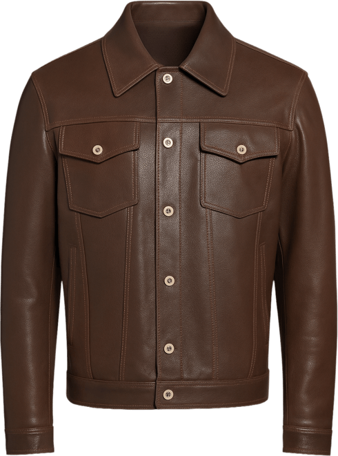 Men's Leather Jacket, Brown, Created for Macy's