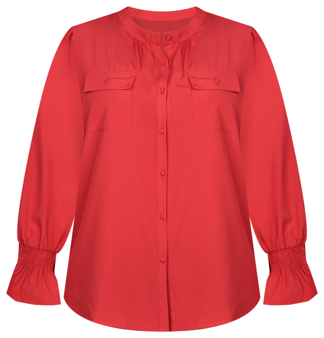 Plus Size Long Sleeve Y Neck Blouse