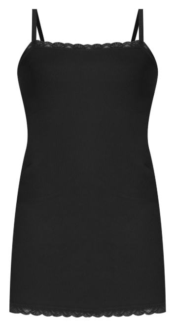 Women's Rib Midi Dress With Lace Trim