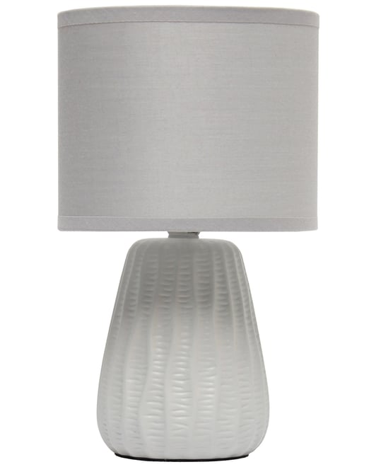11.02" Traditional Mini Modern Ceramic Texture Pastel Accent Bedside Table Desk Lamp with Matching Fabric Shade