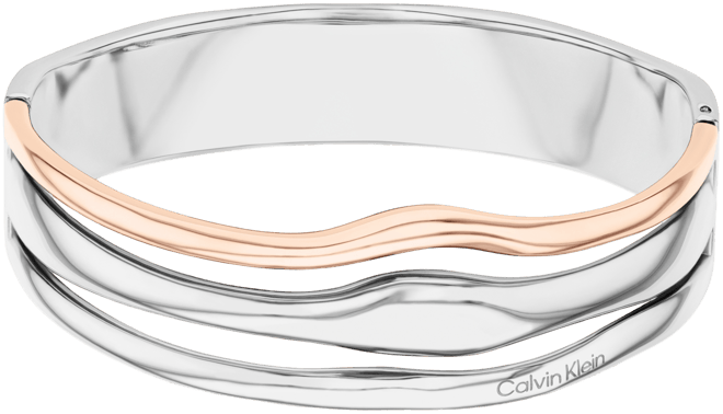 Stainless Steel Wavy Triple-Row Bangle Bracelet