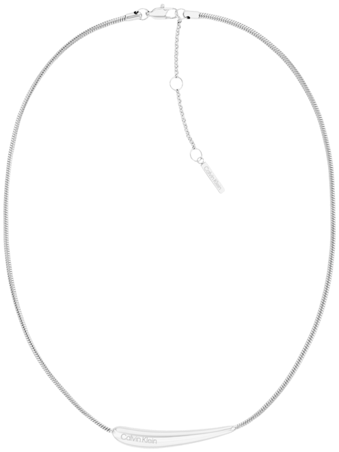 Stainless Steel Elongated Raindrop Collar Necklace, 16" + 2" extender