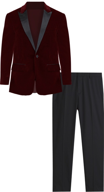 Men's Slim-Fit Velvet Shawl Lapel Tuxedo Set