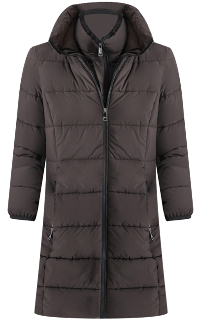 Women's Bibbed Hooded Zip-Front Puffer Coat