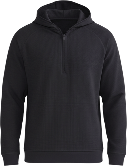 Men's Long Sleeve Waffle Quarter Zip Hoodie