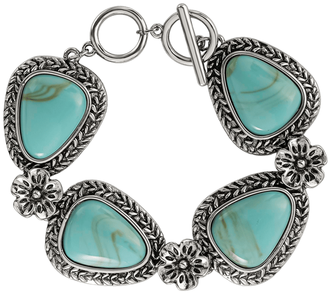 Turquoise Gemstone Flower Bracelet
