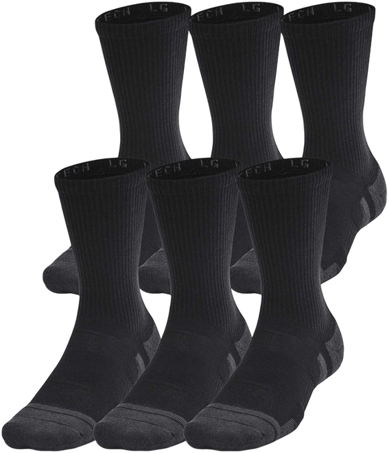 Under Armour Unisex UA Performance Tech Crew Socks - 6-Pack