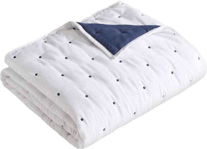 Embroidered Swiss Dot Quilted Throw, 50" x 60"