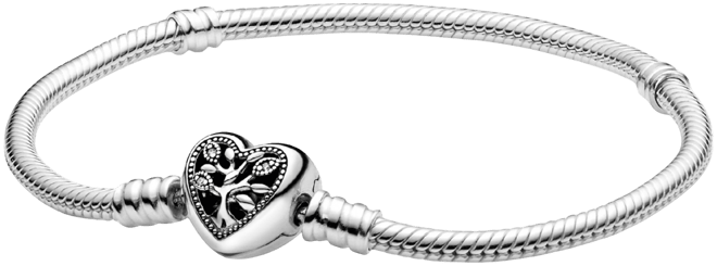 Moments Cubic Zirconia Family Tree Heart Clasp Snake Chain Bracelet