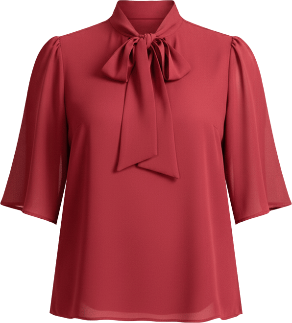 Women's Bow Blouse With Flutter Sleeve