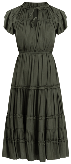 Women's Ruffle Flutter-Sleeve Midi Dress