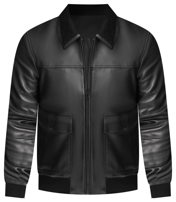 Men's Full-Zip Leather Bomber Jacket