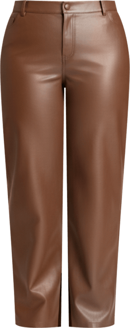 Women's Slit Hem Faux Leather Pant