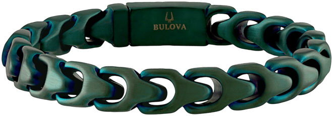 Green-Tone Stainless Steel Link Bracelet