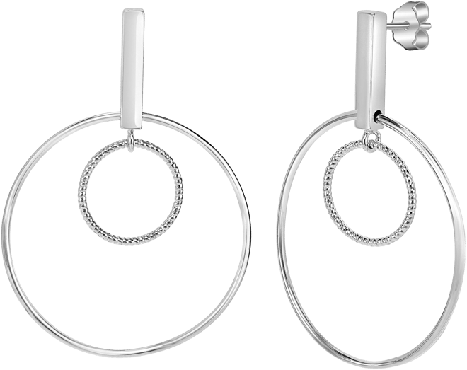 Signature 1.75 in Double Circle Fine Silver Plated Earrings