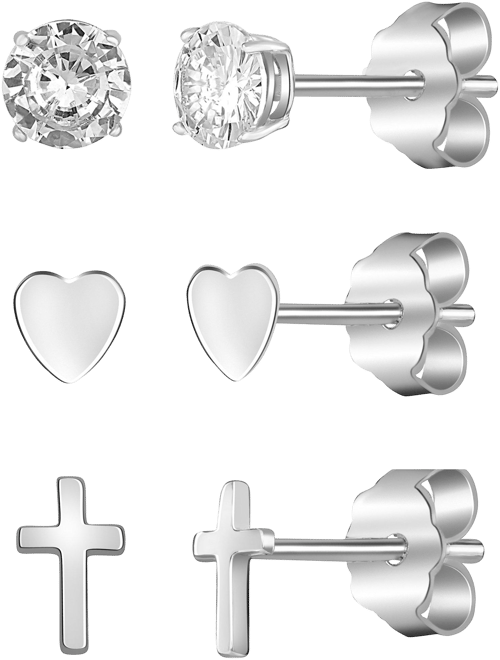 Signature Trio Silver Earring Set