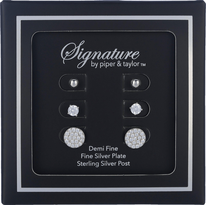 Signature 3 Pk Stud Earrings