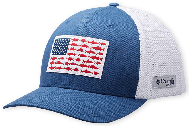 Men's Columbia PFG FlexFit Mesh Fish Flag Fitted Cap