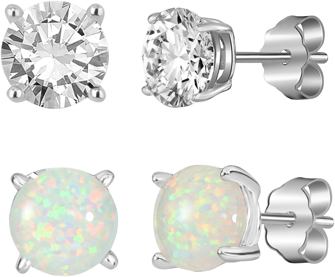 Signature 2 Pk Fine Silver Plated Stud Earrings