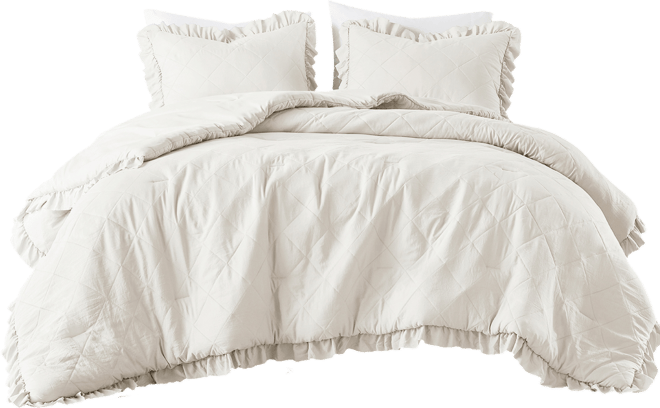 Phoebe Diamond Quilted Ruffle Edge 3-Pc. Comforter Set, King/California King