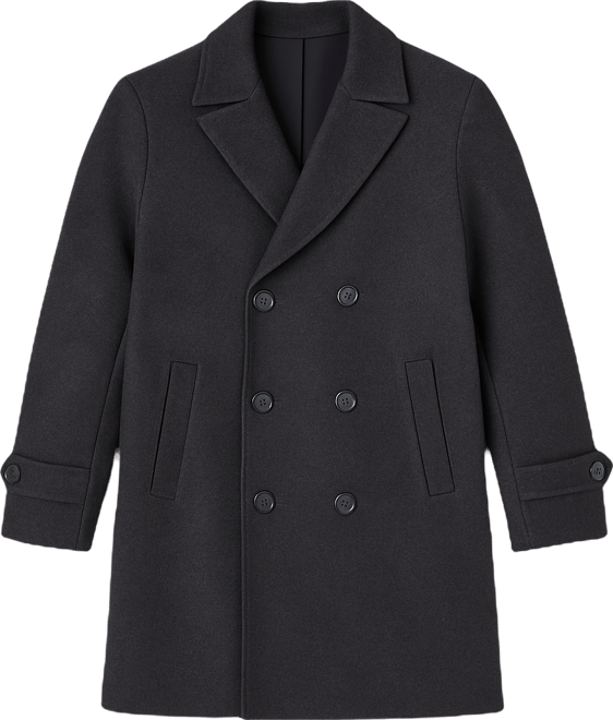 Men's Big & Tall Double Breasted Pea Coat Wool Blend Dress Peacoat
