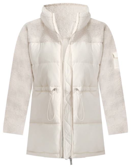 Women's Faux-Sherpa Puffer Mixed Coat