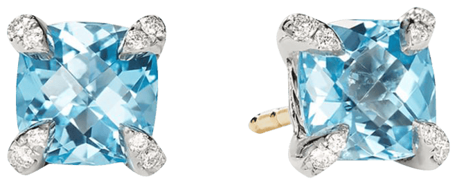 David Yurman Châtelaine® Stud Earrings with Blue Topaz and Diamonds