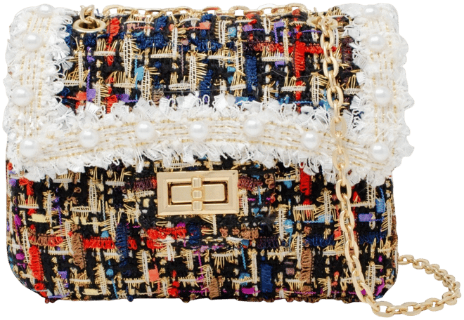 Girls Classic Tweed Handbag, Black