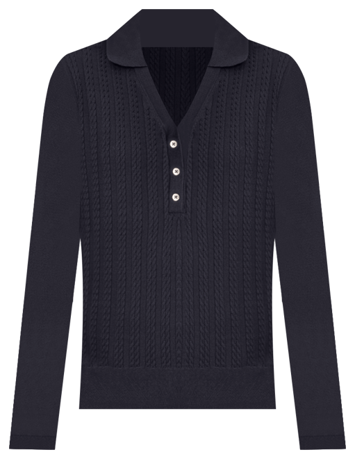 Women's Solid Button V Neck Polo Sweater