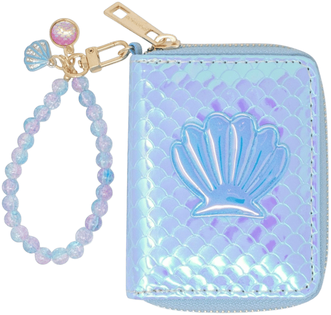 Girls Shiny Seashell Mermaid Wallet, Blue