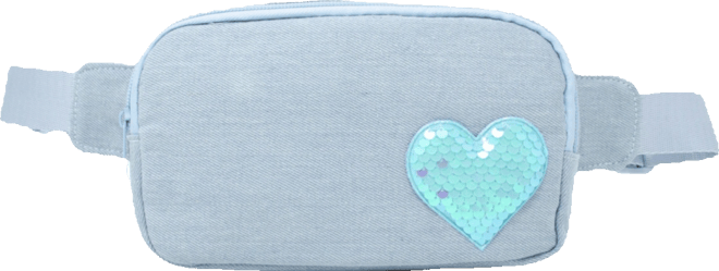 Girls Sequin Heart Belt Bag, Blue