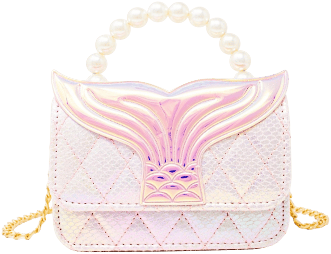 Girls Mermaid Tail Pearl Handle Bag, Pink