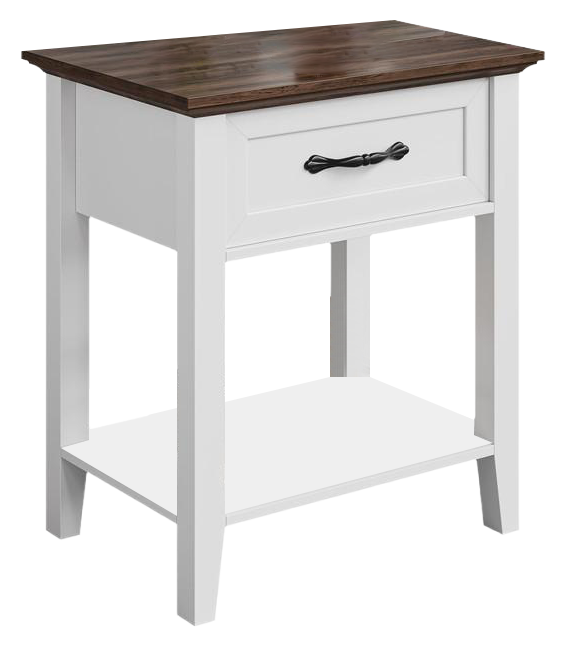 Nightstand, 2 Tiers Storage Shelves Bedside Table with Drawer & Handle, End Table for Bedroom Living Room, Easy Assembly, White