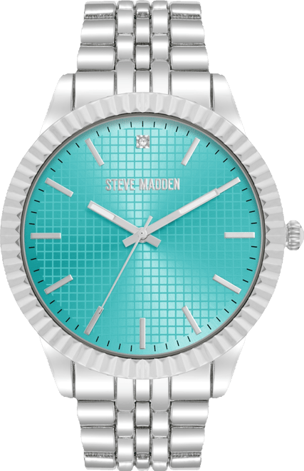 Steve Madden Men's Coin Edge Turquoise and Silver-Tone Alloy