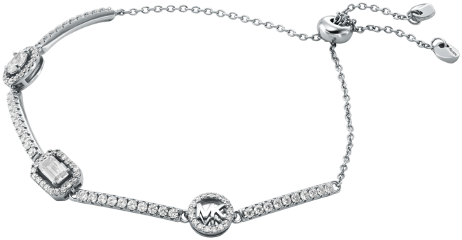 Sterling Silver Pave Mixed Cut Slider Bracelet