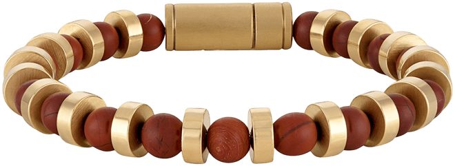 Red Jasper & Gold-Tone Stainless Steel Bracelet