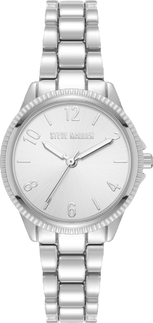 Women's Everyday Silver-Tone Alloy Metal Bracelet Watch, 30mm