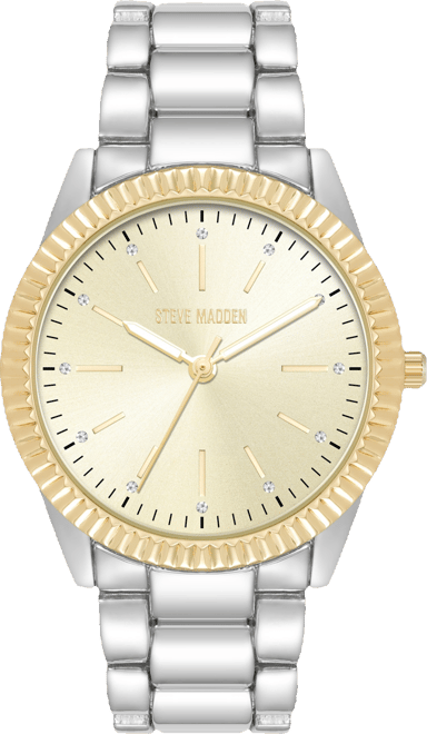 Women's Coin Edge Silver-Tone and Gold-Tone Alloy Metal Bracelet Watch, 36mm