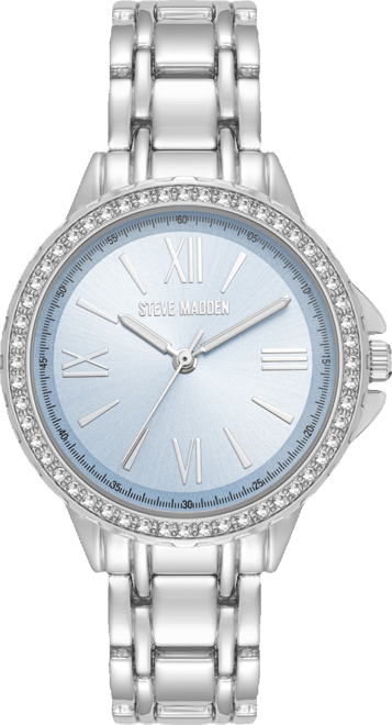 Women's Charming Light Blue and Silver-Tone Alloy Metal Bracelet Watch, 38mm