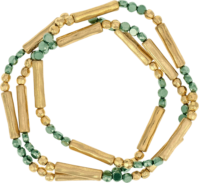 Beach Chic 2 Pc Gold Tone Gem Bracelet Set