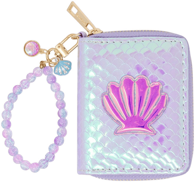 Girls Shiny Seashell Mermaid Wallet, Purple