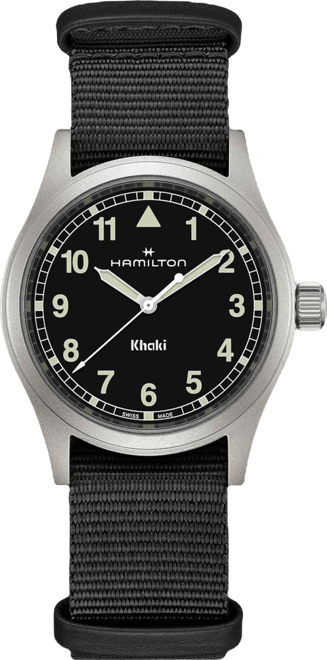Men's Swiss Khaki Field Black Textile Strap Watch 38mm