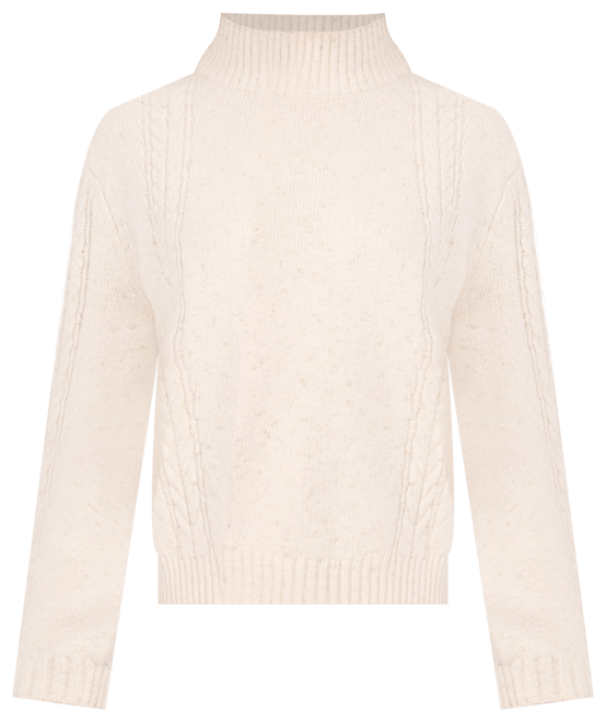 Women's Mock Neck Cable-Knit Drop-Shoulder Sweater