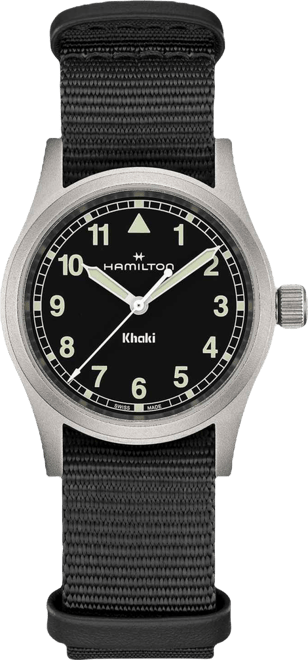 Women's Swiss Khaki Field Black Textile Strap Watch 33mm