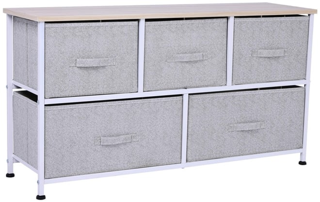 40" L Chest of Drawer, 5 Drawer Dresser Unit Horizontal Storage