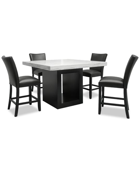 Kellet 5 Pc. Square Marble Dining Set (Counter Height Table & 4 Chairs), Created for Macy's